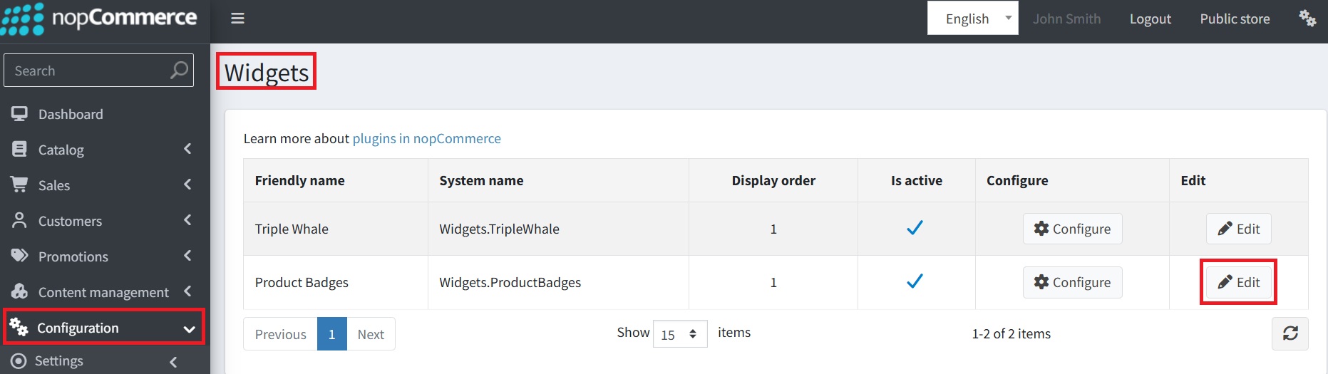 Activate the Product Badges plugin (step 1)