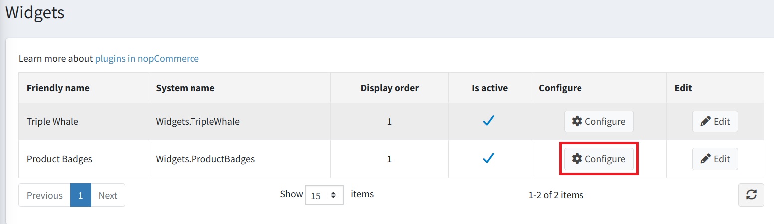 Configure the Product Badges plugin