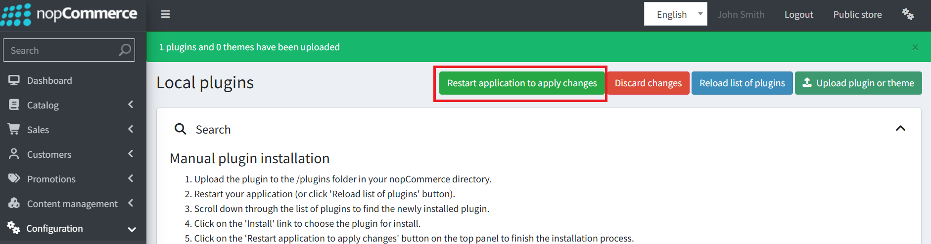 Restart the application