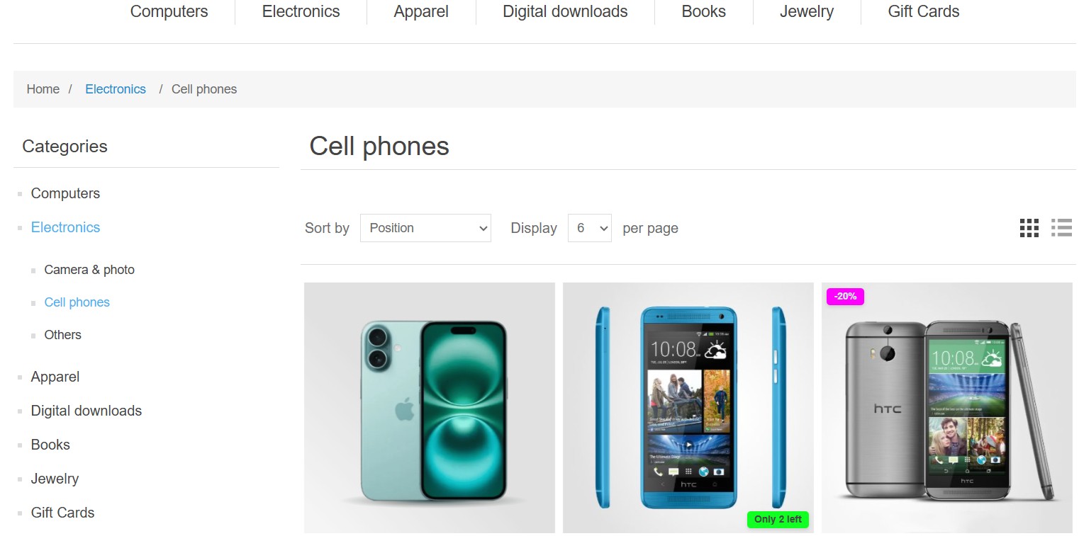 Low stock badge on a product