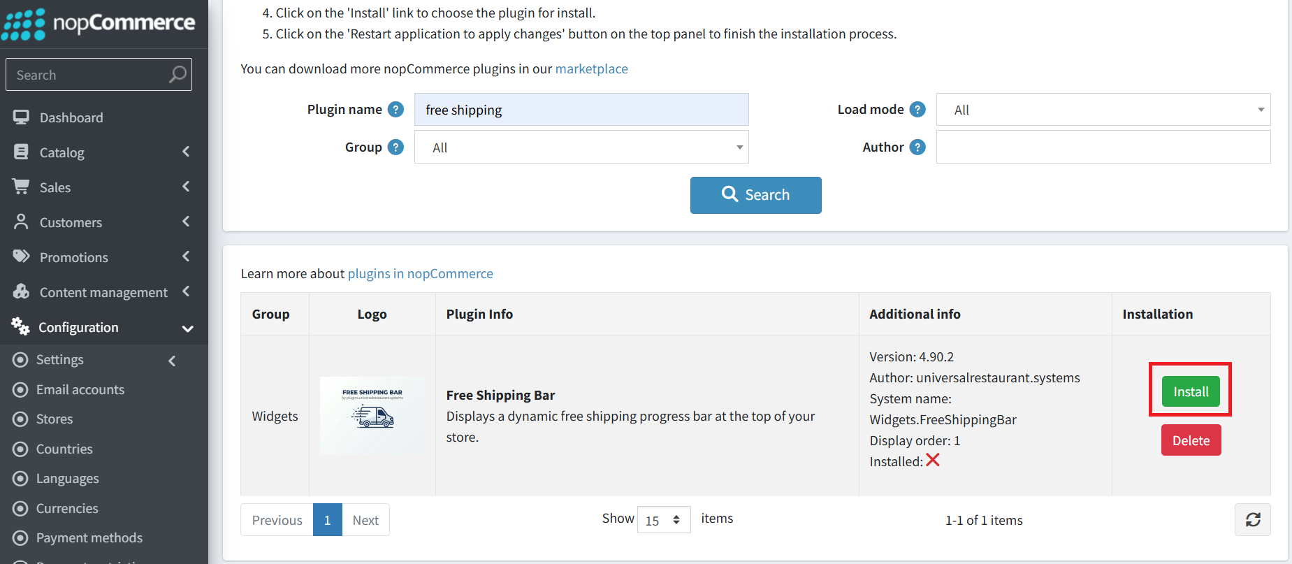 Install the Free Shipping Bar plugin